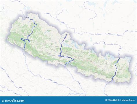 Physical Map of the Country of Nepal Colored Stock Illustration - Illustration of plan ...