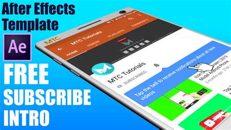 Youtube 3D Subscribe Button and Bell Icon Free After Effects Templates MTC TUTORIALS