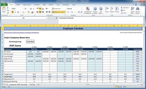 Weekly Schedule Template Excel Spreadsheet