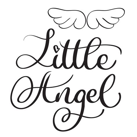 Little angel words on white background. Hand drawn Calligraphy lettering Vector illustration ...