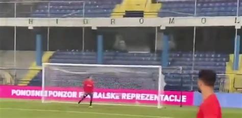 Watch Erling Haaland nearly break the net with stunning volley in training before feigning ...