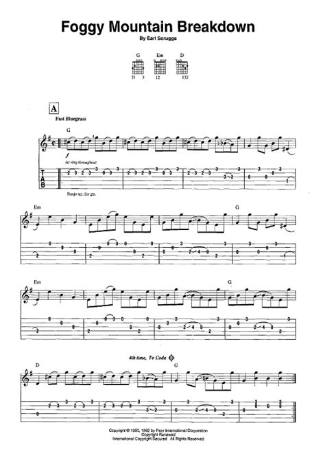 Foggy Mountain Breakdown" Sheet Music by Flatt & Scruggs; Lester Flatt ...