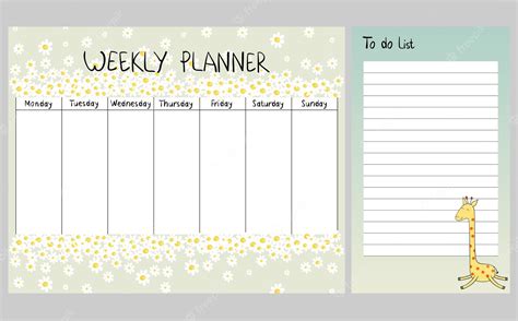 Premium Vector | Floral weekly planner