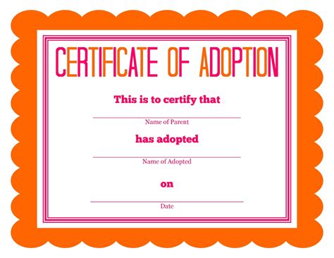 Free Printable Adoption Certificate