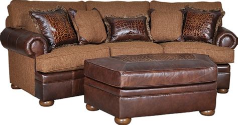 Mayo Furniture 755 Leather/Fabric Conversational Sofa - Downing Woodland | Sofa, Furniture ...