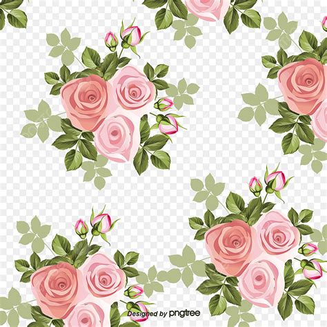 Rose Material PNG Picture, Vector Rose Pattern Background Material ...