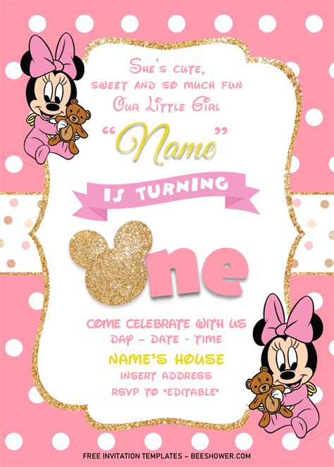 Minnie Mouse 1st Birthday Invitations