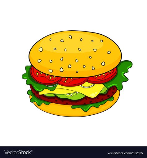 Cartoon hamburger icon Royalty Free Vector Image