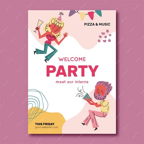 Premium Vector | Flat welcome party vertical poster template