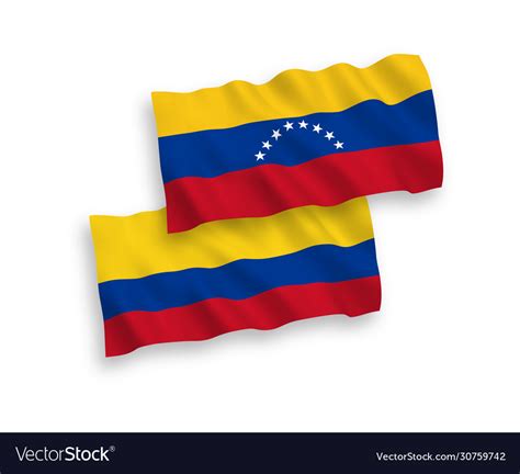 Flags venezuela and colombia on a white Royalty Free Vector