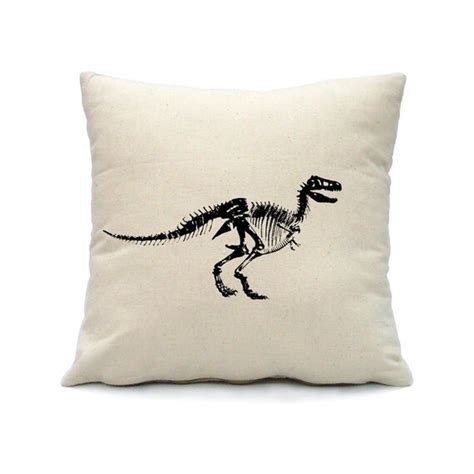 Items similar to Dinosaur Fossil Cover - 16x16 square - screen printed on nature color cotton ...