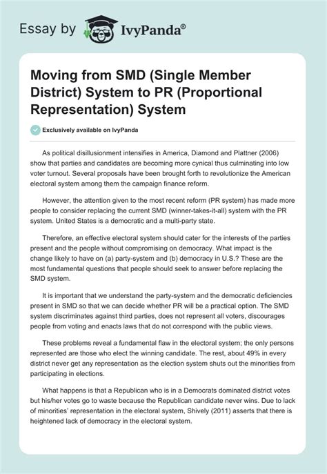 Moving from SMD (Single Member District) System to PR (Proportional ...