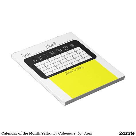 Calendar of the Month Yellow Notepad Green Calendar, Monthly Planning ...