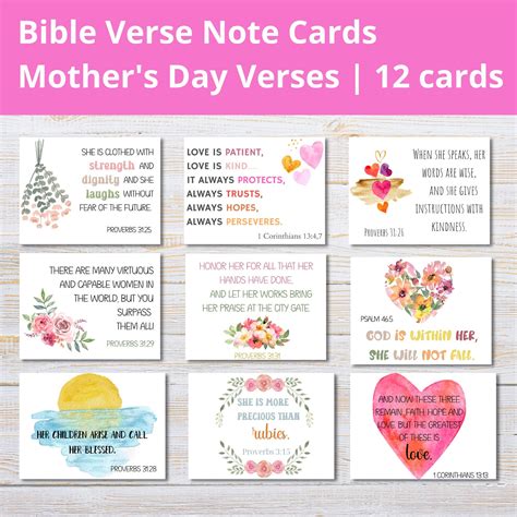 Mothers Day Bible Verse Cards Mothers Day Scripture Cards Bible Verse ...