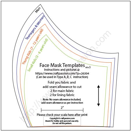 Face Mask Pattern (FREE), 4 Sizes - Best Fit Ever • Craft Passion