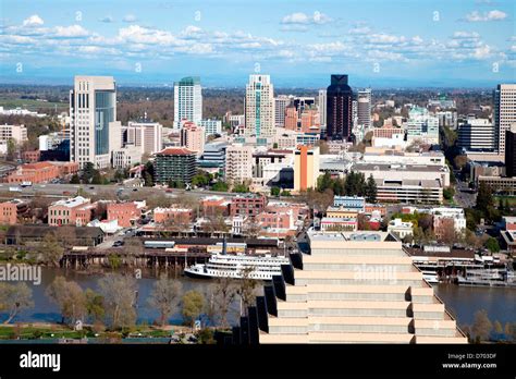 Aerial of The Downtown Sacramento, California Skyline with the Stock ...