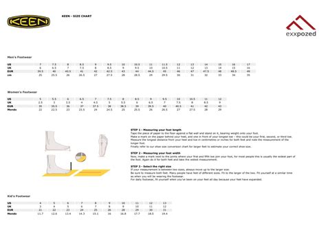 Footwear Size Chart - Keen Download Printable PDF | Templateroller