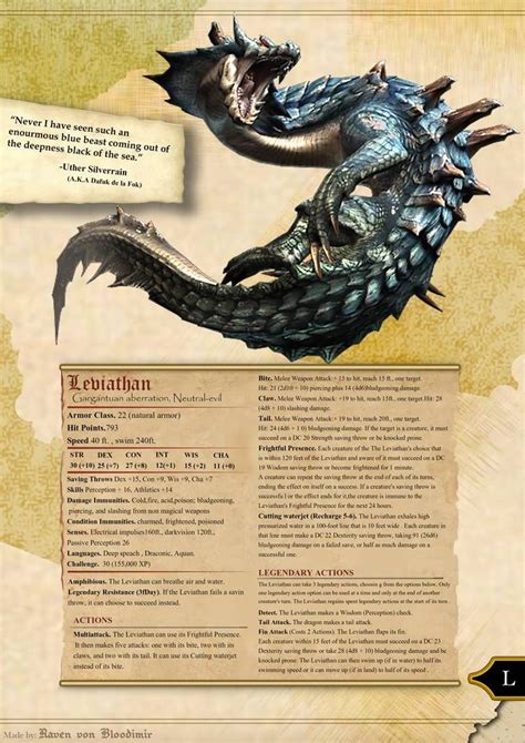 Leviathan Dungeons and dragons by RavenVonBloodimir | Dungeons and dragons, Dnd, Dnd monsters