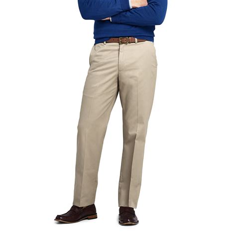 Lands' End Men's Long Plain Front Traditional Fit No Iron Twill Dress Pants