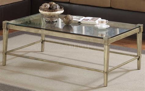 Clear Glass Top Modern 3Pc Coffee Table Set w/Metal Legs