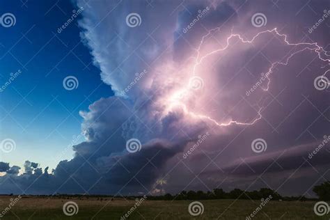 Thunderstorm Clouds Illuminated by Lightning Stock Image - Image of ...