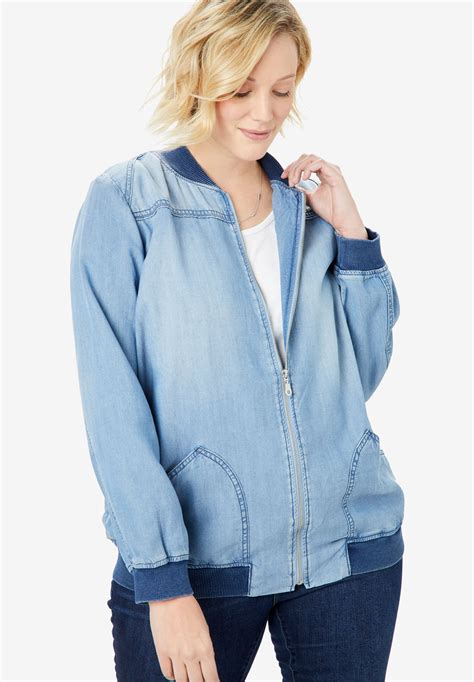 Denim Bomber Jacket | Woman Within