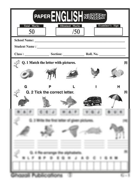 SOLUTION: English question paper for nursery class - Studypool