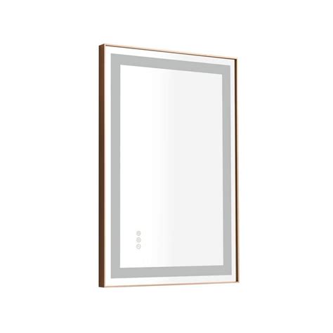 ANGELES HOME 36 in. W x 24 in. H Small Rectangular Aluminium Framed Dimmable Anti-Fog Wall ...