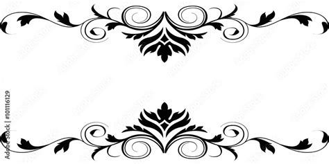 Black white floral borders design Stock Illustration | Adobe Stock