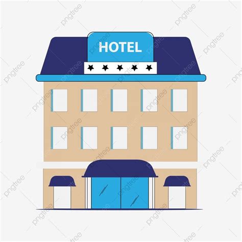 a hotel building with blue roof and stars on the sign that says,'hotel