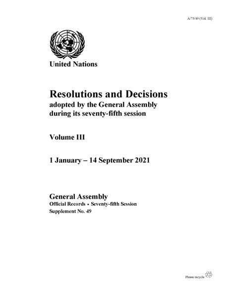 Resolutions and Decisions Adopted by the General Assembly | United Nations iLibrary