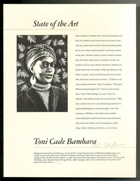 [Broadside]: State of the Art by BAMBARA, Toni Cade: Fine Unbound (1988 ...