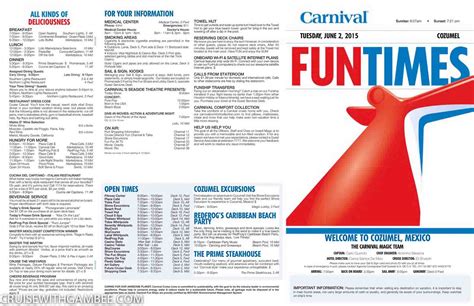 Carnival Magic FunTimes Daily Itinerary – cruise with gambee