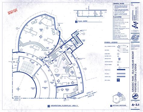 JURASSIC PARK - Visitors Center Blueprint Page (Interior) | Adventure Collectibles