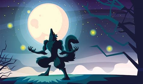 Halloween werewolf cartoon Vector | Premium Download