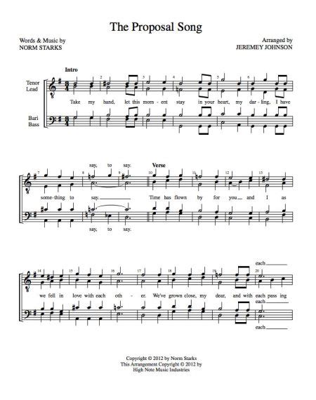 The Proposal Song - BarbershopCharts.com