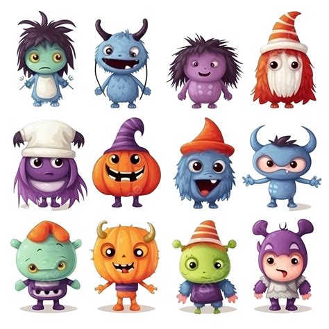 Set Different Cute Kids Wear Monsters Costume Happy Halloween ...