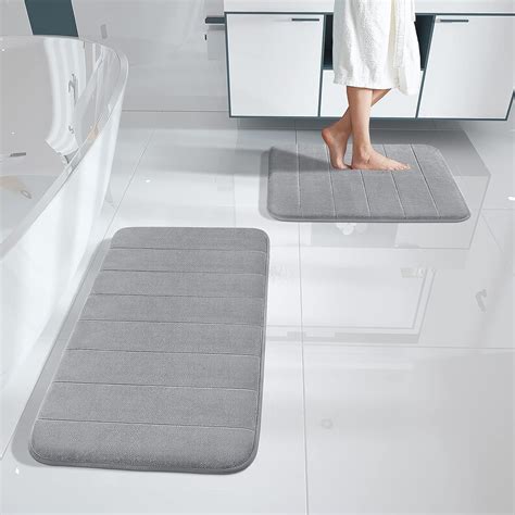 Memory Foam Bath Mat Set, Non Slip Super Water Absorption Soft Bathroom ...