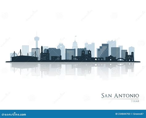 San Antonio Skyline Silhouette with Reflection. Stock Vector ...