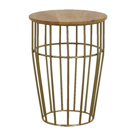 West Elm Gold And Wood Side Table | 63% Off | Kaiyo