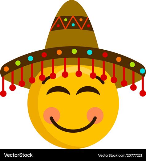 Happy emoji with a mexican hat Royalty Free Vector Image