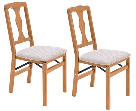 Queen Anne Folding Dining Chairs 2pcs Solid Hardwood Frame Cushioned Seat Pad | eBay