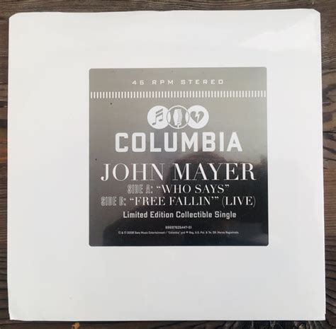 John Mayer - 45 record vinyl "Who Says" / Free Fallin – Borderline MUSIC