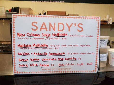 Online Menu of Sandy's SF Restaurant, San Francisco, California, 94115 ...