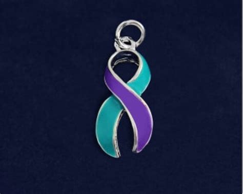 Large TEAL and PURPLE Ribbon Awareness by WeBelieveInMiracles