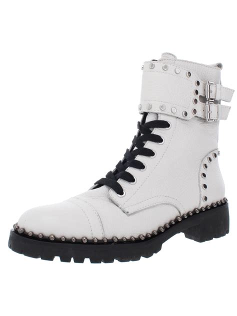 Sam Edelman - Sam Edelman Womens Jennifer Leather Ankle Combat Boots White 6.5 Medium (B,M ...