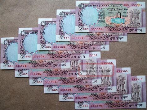 Rs. 10 Ten Rupees Rare Two Peacock Serial 10 Pc Note From Bundle R N ...