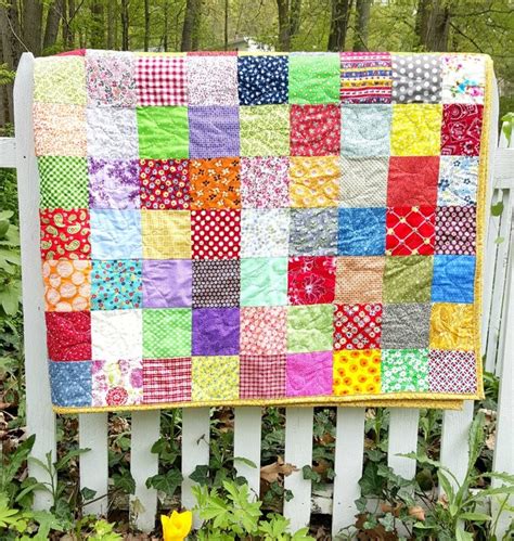 Picnic Blanket Patchwork Quilt 81 X 81 All Cotton Retro - Etsy