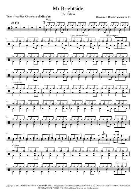 Mr. Brightside by The Killers - Drum Set - Digital Sheet Music | Sheet Music Plus