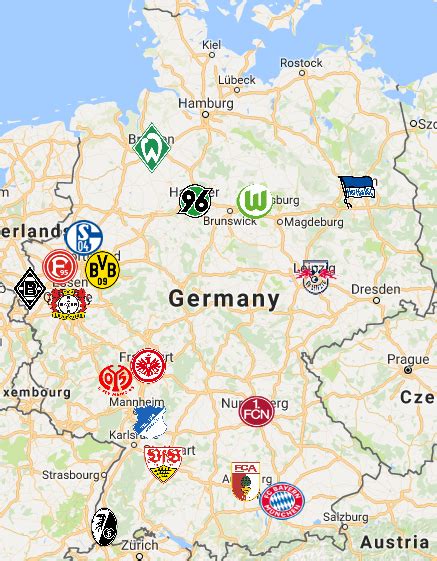 Map Of German Bundesliga Teams